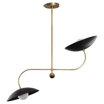 Colgante PRIMROSE Mid-Century francés completo latón y vidrio opalino araña - Imagen 1 de 4