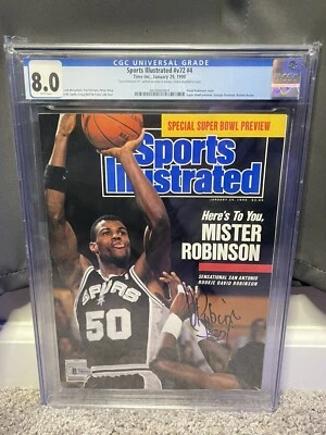 Banca de jornal David Robinson autografada Sports Illustrated CGC 8.0 29/01/90 Beckett - Imagem 1 de 4