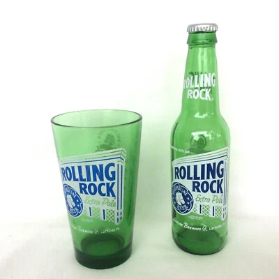 Botella de cerveza vacía con tapa ROLLING ROCK y latrobe de vidrio usado, PA.  Foto 1 de 4