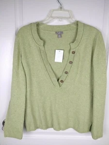 NWT J.Jill Womens Pear Green Cotton Nylon Merino Wool Pullover Sweater Size XSP - Picture 1 of 10