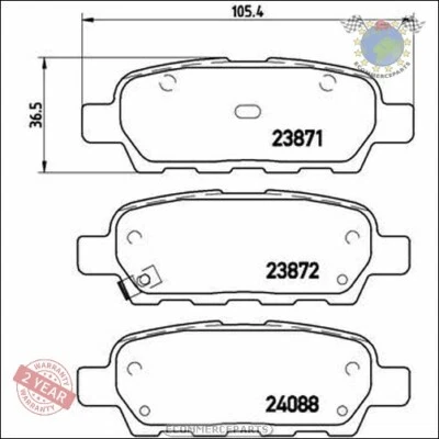 Kit Plaquettes Brembo Arrière pour INFINITI FX G NISSAN X-TRAIL QASHQAI MURANO - Photo 1/4