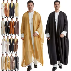 Men Thobe Jubbah Islamic Jubba Dishdash Muslim Abaya Kaftan Daffah Saudi Kimono - Picture 1 of 165