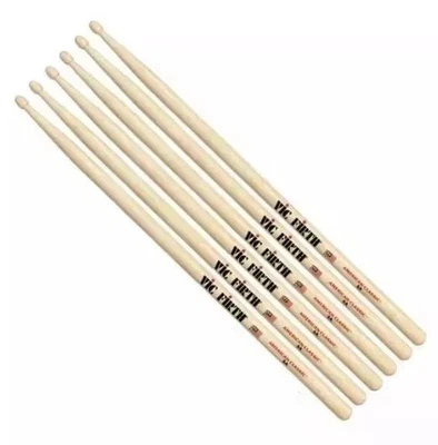 3 Pairs Vic Firth 5A Wood Tip Drumsticks American Classic Hickory- Free Shipping