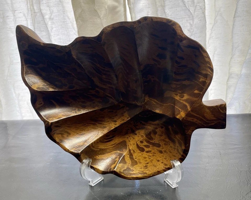 Arco decorativo cuenco de madera, forma de hoja Foto 1 de 4