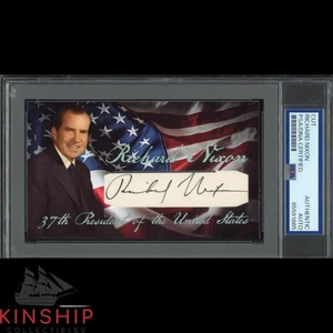 President Richard Nixon signed Cut 3x5 Custom Card PSA DNA Slab Auto C5056 - Picture 1 of 2