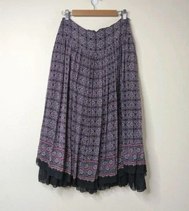 LAURA ASHLEY Gr. 10 M Blumen SEIDE Midi Rock Sommer Gypsy Lagenlook B3 - Bild 1 von 10