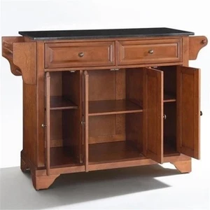 Pemberly Row Contemporary Wood Kitchen Island in Cherry & Black - Picture 1 of 7