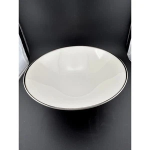 Noritake Ivory China Yvonne Serving Bowl 7522 Silver Trim Japan - Picture 1 of 6