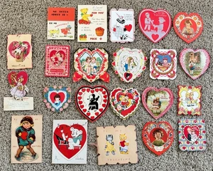 Vintage 1930-40s Valentines Day Cards Folded, Embossed - Lot of 22 - Picture 1 of 15