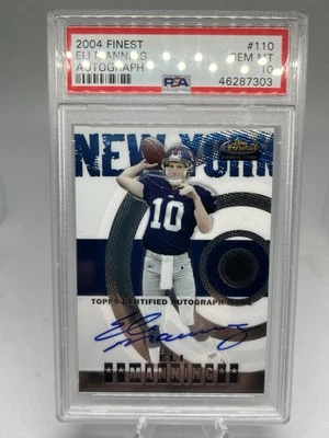 2004 Topps Finest Eli Manning Rookie RC Auto /399 PSA 10 Giants Card #110 - Image 1 of 3