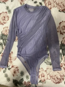 NWT Women’s Size Large Purple Bodysuit By Popvil Sheer Overlay - Picture 1 of 3