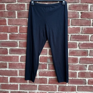 Eileen Fisher Stretch Organic Cotton Ankle Leggings Black XXS NEW - Picture 1 of 4