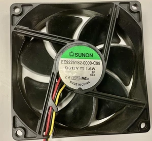 Sunon EE92251S2-Q010-C99 12V 3-Pin 92mm x 92mm x 25mm Rear Case Computer Cooling - Picture 1 of 2