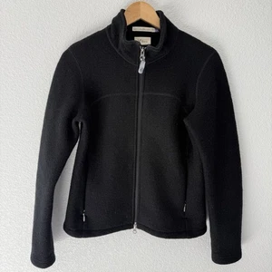 Ibex Boiled Wool Full Zip Jacket Medium Fits Small Womens Black Made In USA - Picture 1 of 4