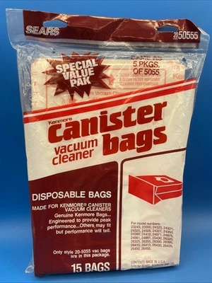 15 NEW Genuine Kenmore Canister Vacuum Cleaner Bags Style 20-5055 Sears Made USA - Image 1 of 4