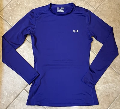 Camisa Under Armour Mujer Mediana Púrpura ColdGear Cuello Redondo Ajustada Manga Larga Usada en Excelente Condición Foto 1 de 4