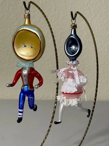 RADKO Dish Ran Away With The Spoon Hand Blown Italian Glass Ornament Set Used - Picture 1 of 15