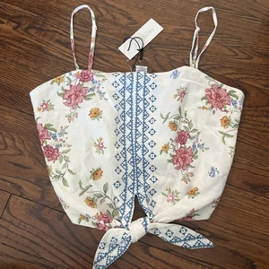 cravatta rachel zoe media crop top floreale speghetti strap fondo - Foto 1 di 8