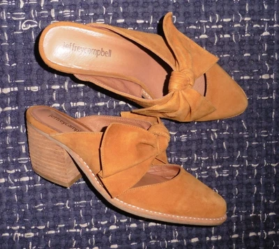 JEFFREY CAMPBELL CYRUS  BOW TIE   MULE 3 IN. BLOCK HEEL AUTUMN    6  SUEDE - Image 1 of 4