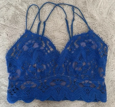 Free People Intimately FP Bralette Blue Lace Size Large - Image 1 of 4