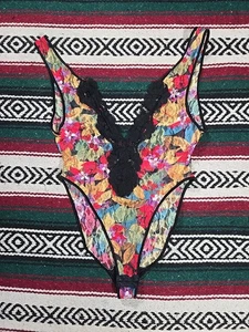 Vintage Lacey Bodysuit Size Medium Multi Color - Picture 1 of 9