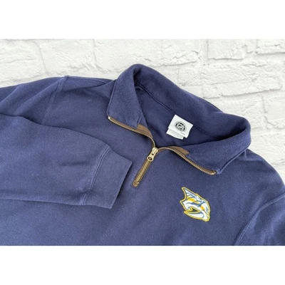 Suéter pulôver Nashville Predators NHL 1/4 zíper azul marinho mistura de algodão masculino GG - Imagem 1 de 4