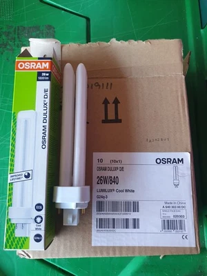 10 X Osram Dulux D/E 26W/840 Lumilux Cool White G24q-3 4 Pin  - Image 1 of 3