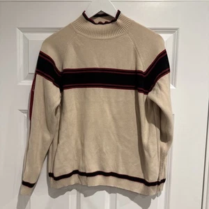 Gap Women’s Beige Striped High Neck Jumper Size XS - Picture 1 of 4