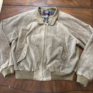 Vintage Polo Ralph Lauren Snuff Wildleder Harrington Jacke Herren XL kariert gefüttert - Bild 1 von 8