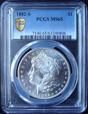 1882-S Morgan Silver Dollar - PCGS MS 65 - Gold Shield - Image 1 of 4