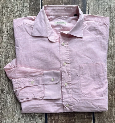 BURBERRY LONDON LONG SLEEVE DRESS SHIRT PINK MICRO GINGHAM MENS SIZE 17 35 EUC - Image 1 of 4