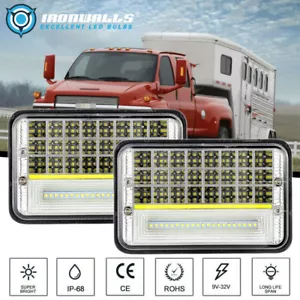 2x 4x6"Inch LED Headlights Hi/Lo Sealed Beam w/ DRL Turn Signal For Chevy Camaro - Bild 1 von 12