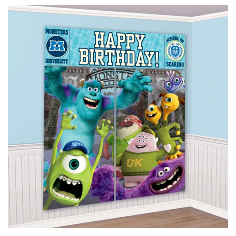 KIT DE DECORACIÓN DE CARTELES DE PARED MONSTERS UNIVERSITY INC (5) ~ Suministros para fiestas de cumpleaños Foto 1 de 1