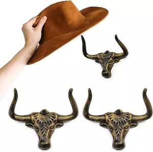 Cowboy Hat Rack 2 Pack - Cast Iron Wall Mount Hat Hanger, Rustic Western Decor - Picture 1 of 11
