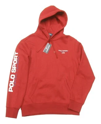 Polo Sport Ralph Lauren Para Hombre Rojo Polar Forrado Pullover Sudadera con Capucha Talla Pequeña Foto 1 de 3