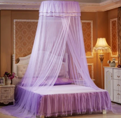 Mosquitera superior redonda de malla con dosel pastel cubierta protectora ropa de cama decoración Foto 1 de 4