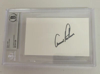 Arnold Palmer Signed 3x5 Index Card Beckett Encapsulated PGA Golf Wake Forest - Image 1 of 4