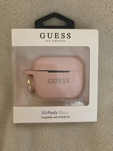 Guess Light Pink & Gold Glitter Case For AirPods Pro - New! - Picture 1 of 2