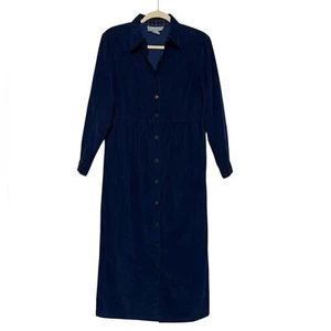 Vintage Carol Anderson Deep Blue Jewel Tone Corduroy Midi Maxi Dress Size Small - Picture 1 of 6