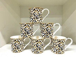Tazza caffè stampa leopardata tè caffè set 6 osso fine Cina regalo ideale - Foto 1 di 7