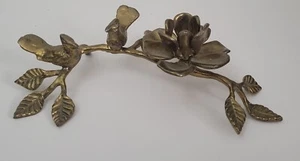 Vintage Brass Rose And Bird Sculpture 10 X 6" - Picture 1 of 3