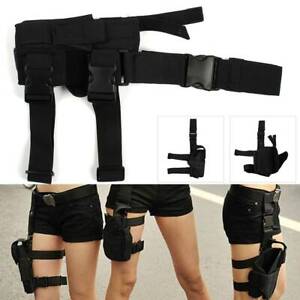 Tactical Pistol Gun Holster Wrap-around Drop Thigh Leg Bag Hand Adjustable Black