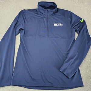 Seattle Seahawks Nike Sweater Mens Medium Blue 1/2 Zip Pullover NFL Football - Picture 1 of 9