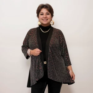 ROCKTHOSECURVES DAMEN JACKE PAILLETTEN PARTY CARDIGAN ÜBERGRÖSSE ABEND GLITZER - Bild 1 von 7
