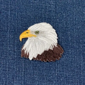 Eagle Head Applique Patch - American Bald Eagle Embroidered Bird Badge 2-1/8" - Picture 1 of 2