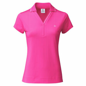 Daily Sports Golf Indra Polo Shirt Dahlia Pink/White V Neck Short Sleeve S-XL BN