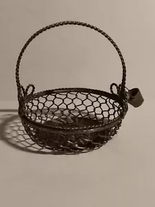 Vintage Woven Wire Basket With Bucket On Side - Picture 1 of 3