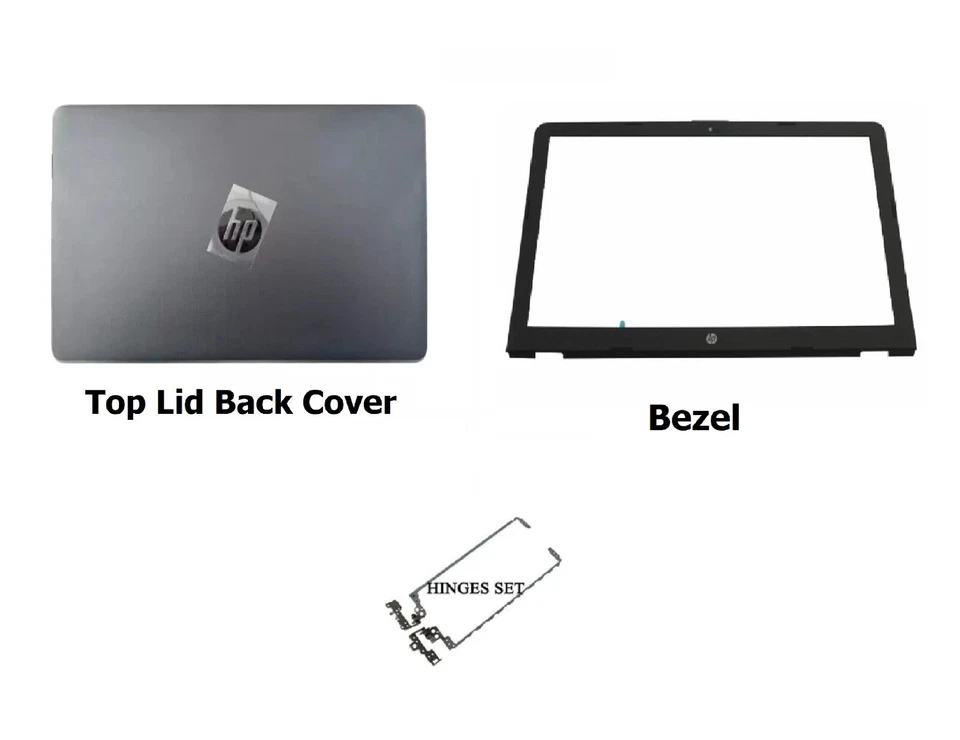 Grey LCD Back Lid Cover Bezel Hinges Set for HP 15-BS 15T-BS 15-BW 250 G6 255 G6 - Image 1 of 1