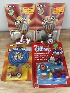 Lot 4 Looney Tunes Disney Diecast Ertl Cars 1980s Daffy Roadrunner Porky Donald