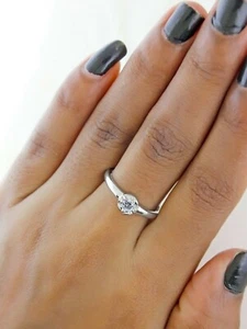 1/10 Ct Natural Round Diamond Solitaire Engagement Wedding Ring 14K White Gold - Picture 1 of 8